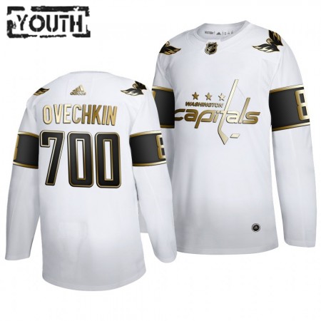 Lapsille NHL Washington Capitals Pelipaita Alexander Ovechkin 700 Goals Adidas 2019-20 Valkoinen Golden Edition Authentic 
